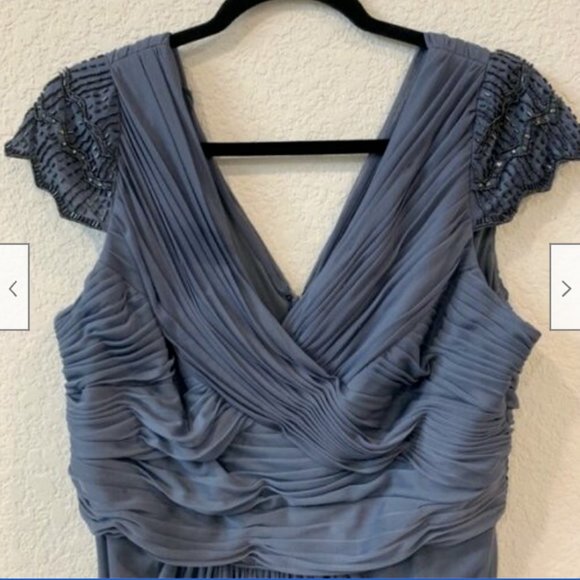 Adrianna Papell Beaded Embellished Formal Evening Wedding Dress Gray NWT Size 12 - Picture 7 of 8